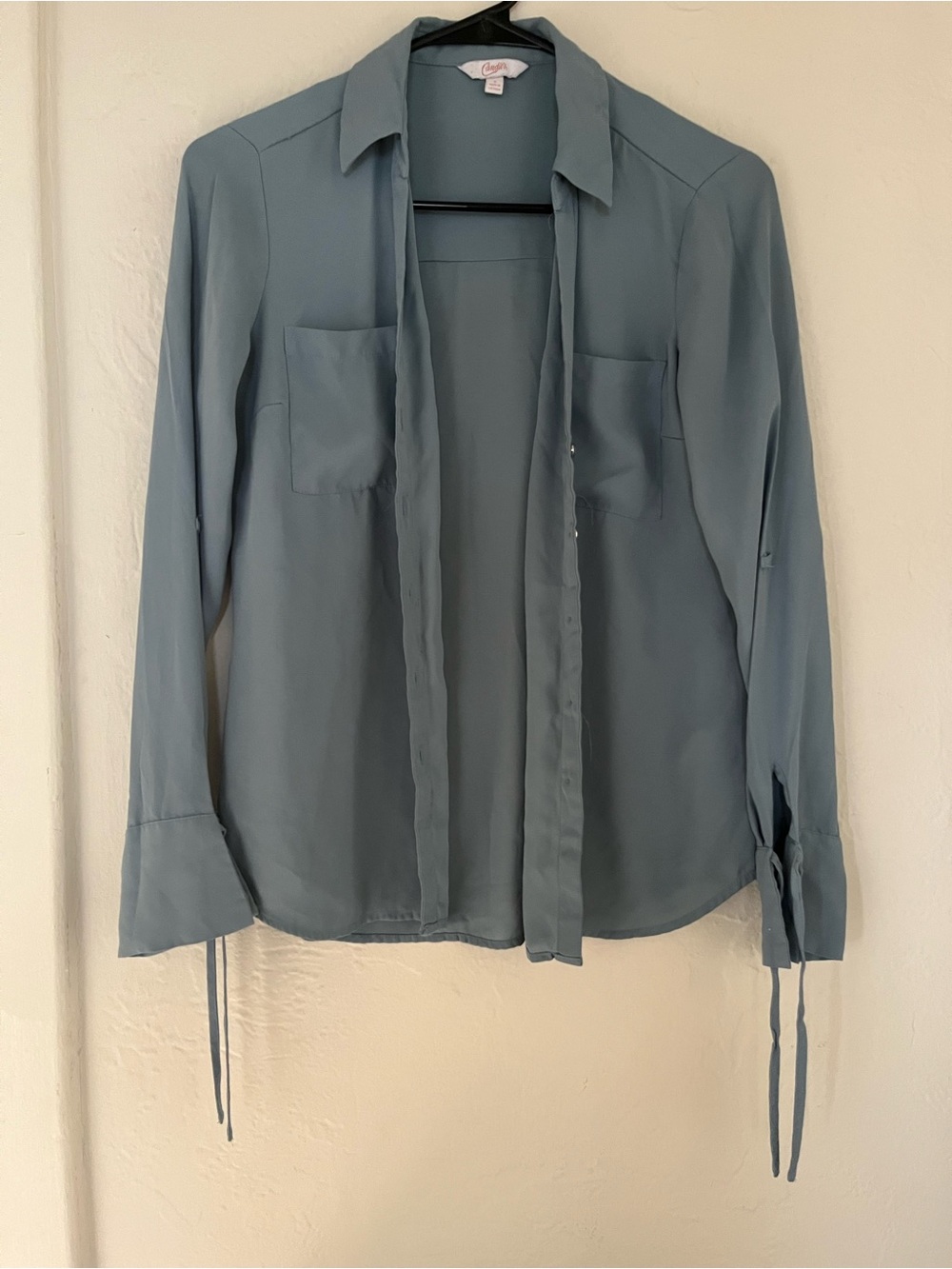 Candie's Dusty Blue Long Sleeve Button-Down Shirt